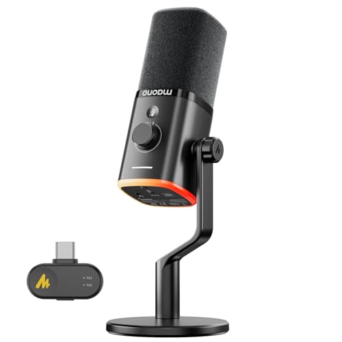 MAONO PD100W Wireless/USB Microphone, PC Gaming Mic...
