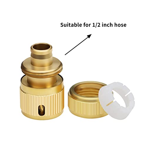 Mdlufee 2pc Brass Hose Connector Hose End Quick Connect Fitting 1/2" Hose Pipe Quick Connector for Gardening - Image 2