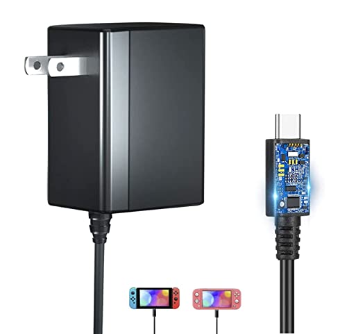 Accesorios Nintendo, Video Games BuFan Cargador para Nintendo Switch, Carga Rápida AC Adaptador Dual Voltaje 39W 15 V 2,6 A de Corriente para Switch, Compatible Modo...