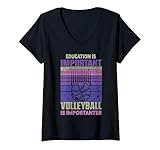 Mujer La educación es importante, pero el voleibol es importante Camiseta Cuello V