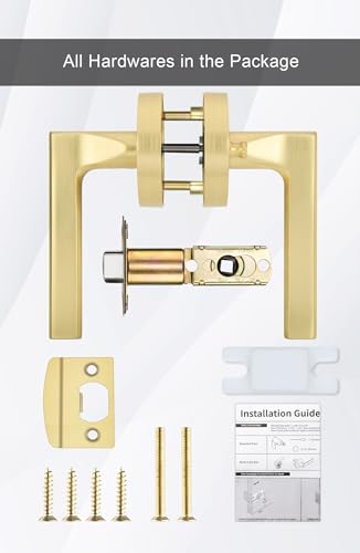 Goldenwarm Bruhsed Gold Door Handles, Privacy Gold Door Handles Interior, Satin Brass Door Handle thumb #6