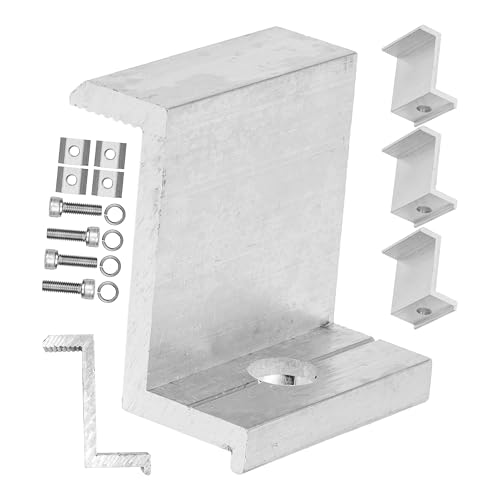Endklemme für Solarmodul, 4 Stück, für 45 mm Modulhöhe, aus Alu, inkl. Befestigungszubehör, Solar Montageschiene Zubehör für gerahmte Module, PV Modul Halterung, Solarpanel Randklemme Photovoltaik