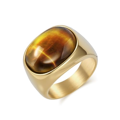 Wycian Anillo de acero inoxidable para hombre, anillos ovalados de San Valentín para fiesta, talla N 1/2-Z, N 1/2, Acero inoxidable, Sin piedra preciosa