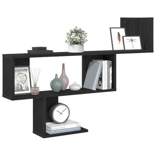 Étagère murale noire aspect chêne pour optimiser un mur vide avec du rangement - 5