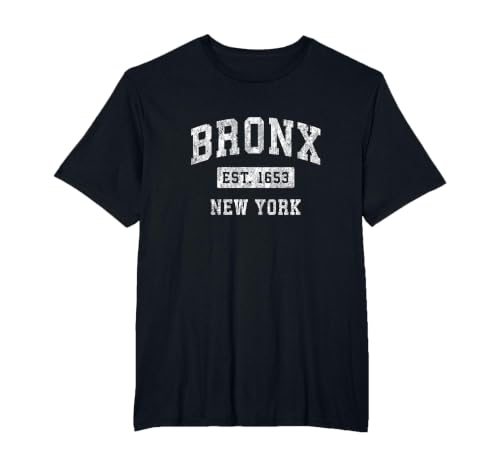 Bronx New York NY Vintage Established Sports Design T-Shirt, Men's Big and Tall, Black, 6X Tall