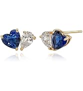 WEARON Turquoise Heart Earrings, Heart Stud Earrings for Women, Gold Turquoise Jewelry Hypoallerg...