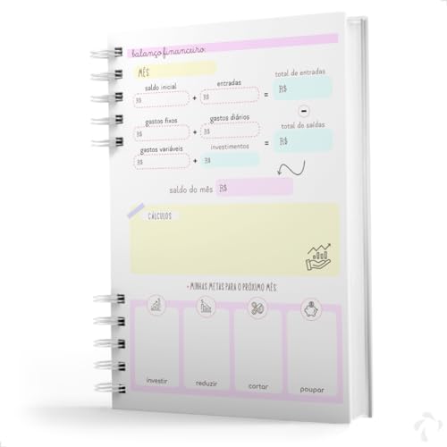 CADERNO DE CONTROLE FINANCEIRO COM CAPA DURA