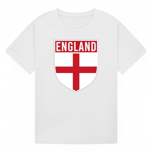 Image of England Soccer Sports Football Boys Kids Graphic Number T-Shirt Novelty Retro Fan Tee USA Mexico Canada Host Nations Supporters Top White 3-4Y