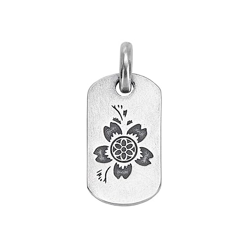 Pendentif carré Fleur de Pivoine S925 en argent sterling ciselé main