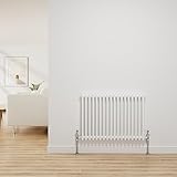 NRG Radiador tradicional blanco brillante de hierro fundido de 2 columnas de calefacción central horizontal radiadores de baño 600 x 830 mm
