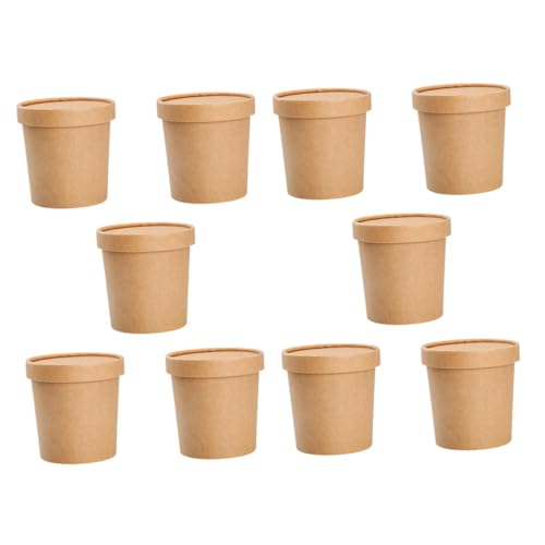 HOUDERCO 使い捨てクラフト紙スープカップ 耐久性強化 紙製粥カップ シンプルデザイン 食品 素材 テイクアウト用業務用