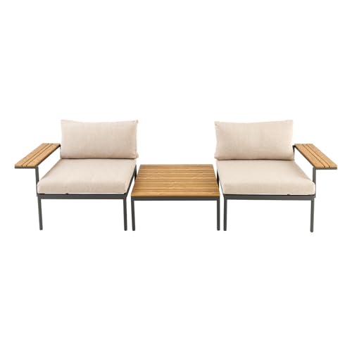 Riess Ambiente Outdoor Lounge Sitzgruppe Mobile MODULAR - 90cm - anthrazit Greige - inkl. Kissen Gartengruppe Gartenmöbel Loungemöbel