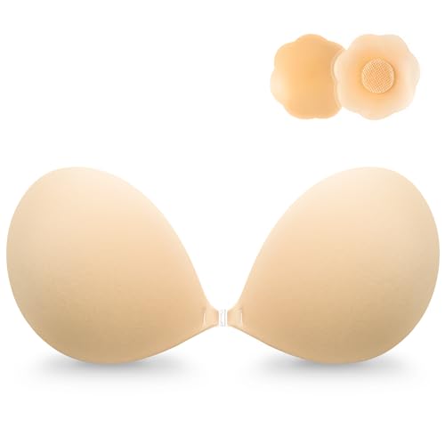 Image of Wingslove Adhesive Bra Reusable Strapless Self Silicone Push-up Invisible Sticky Bras for Backless Dress