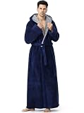 Artfasion Herren-Bademantel mit Kapuze: flauschiger, langer Spa-Bademantel, Fleece, warm...
