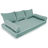 ZOALXZNT Twin Size Porch Swing Bed Cushion Cover,Waterproof Outdoor Twin Mattress Cover for Daybed,Outdoor Daybed Cushion Bolster Pillow Fitted Sheet Cover,Only Cover (Teal, 75 * 39 * 6in)