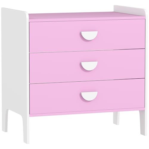 AIYAPLAY Commode pour Enfants, Commode Rangement 3 tiroirs, Meuble de Rangement Chambre d'enfant, crèche, Salle de Jeux, 60 x 40 x 60 cm, Rose