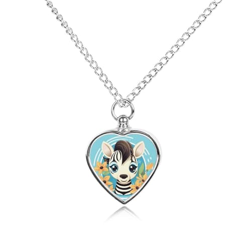 Animal Zebra Urn Necklace for Ashes Personalized Cremation Jewelry Pet Heart Pendant for Men Women