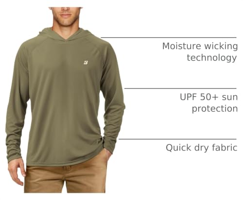 Image of Roadbox Mens Fishing Sun Hoodie, Long Sleeve UPF 50+ UV Protection Shirts