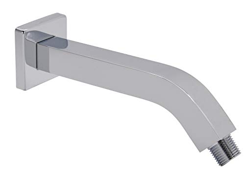 Aquaiaw Shower Arm and Flange, 8 inch, Solid Brass, Square, Both Soldered 1 2 NPT Tapered Threads, Polished Chrome Wall Shower Arm Extension with Escutcheon, for Rainfall Shower Head Max. 12 inch