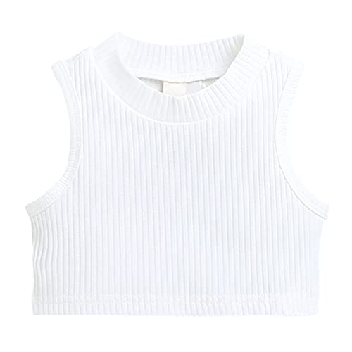 Image of Hopscotch Girls Cotton and Spandex Sleeveless Checkered Skirt Set in White Color