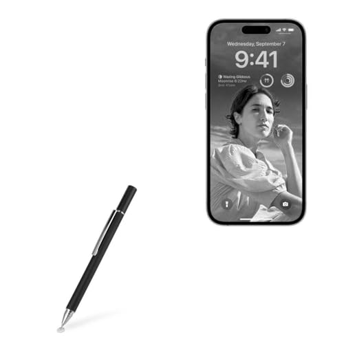 BoxWave Stylus Pen Compatible with Apple iPhone 16 - FineTouch Capacitive Stylus, Super Precise Stylus Pen - Jet Black