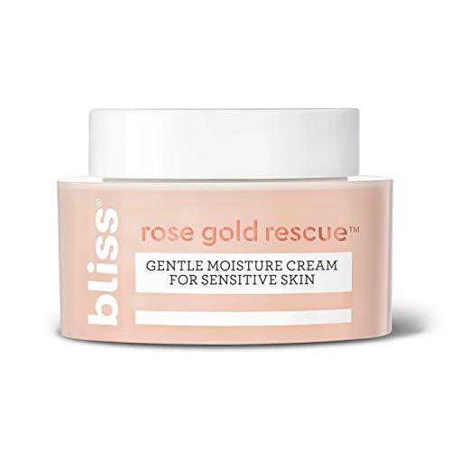 Bliss Rose Gold Rescue Moisturizer, Gentle Face Cream with Soothing Rose Water & Nourishing Colloidal Gold for Sensitive Skin | Fragrance-Free | Clean | Cruelty-Free | Paraben Free | Vegan | 1.5 oz