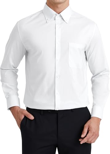 [Enlision] ワイシャツ メンズ 長袖 シャツ ビジネス: 白 カッターシャツ ボタンダウン 綿 yシャツ 大きいサイズ 結婚式