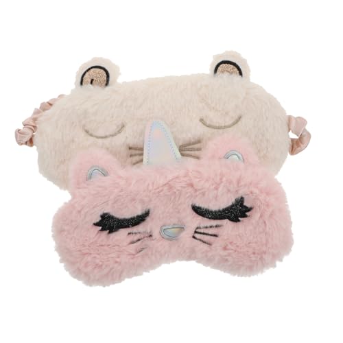 FOMIYES 2個アイマスク 睡眠用 目かくし ポータブル アイシェード ホームアイカバー ガールズ用 ピンク ホワイト