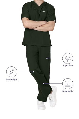 Image of Knya Scrub Suit for Men | 5 Pockets | V Neck Top & Bottom Set | Short Sleeves| Lightweight & Breathable| Hospital, Clinic & OT Wear | Medical Uniform | Scrubs for Male Doctors, Nurses & Dentists