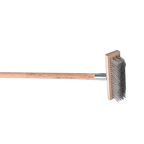 Bodenbürste für Raue Oberflächen, 20 Cm Bodenschrubber, Edelstahldrahtborsten, Robuste Bodenbürste, Deckschrubber-Reinigungswerkzeug, für Fliesen, Deck, Garage, Küche,