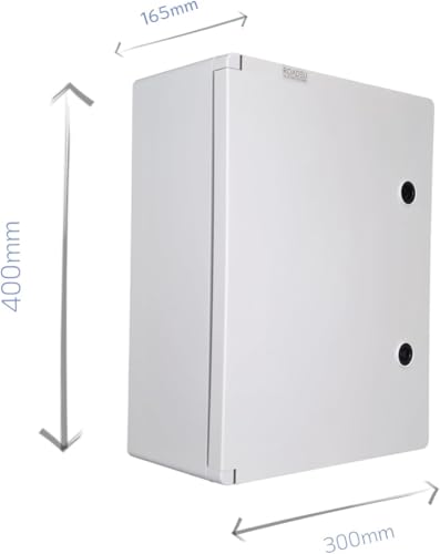 RoadEu – Weatherproof Junction Box IP65 400x300x165mm – Electrical Enclosure with Lockable Door and Mounting Plate – Empty Wall-Mounted Box for Outdoor & Industrial Use