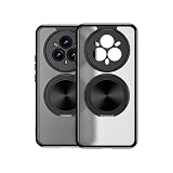 UPLAI Cover per Realme 14 Pro+ Plus 5G, Ultra Sottile Antiurto Opaco Custodia con Supporto Magnetico Squillo, PC + TPU Bumper Elegante Traslucido Glassato Caso. Nero