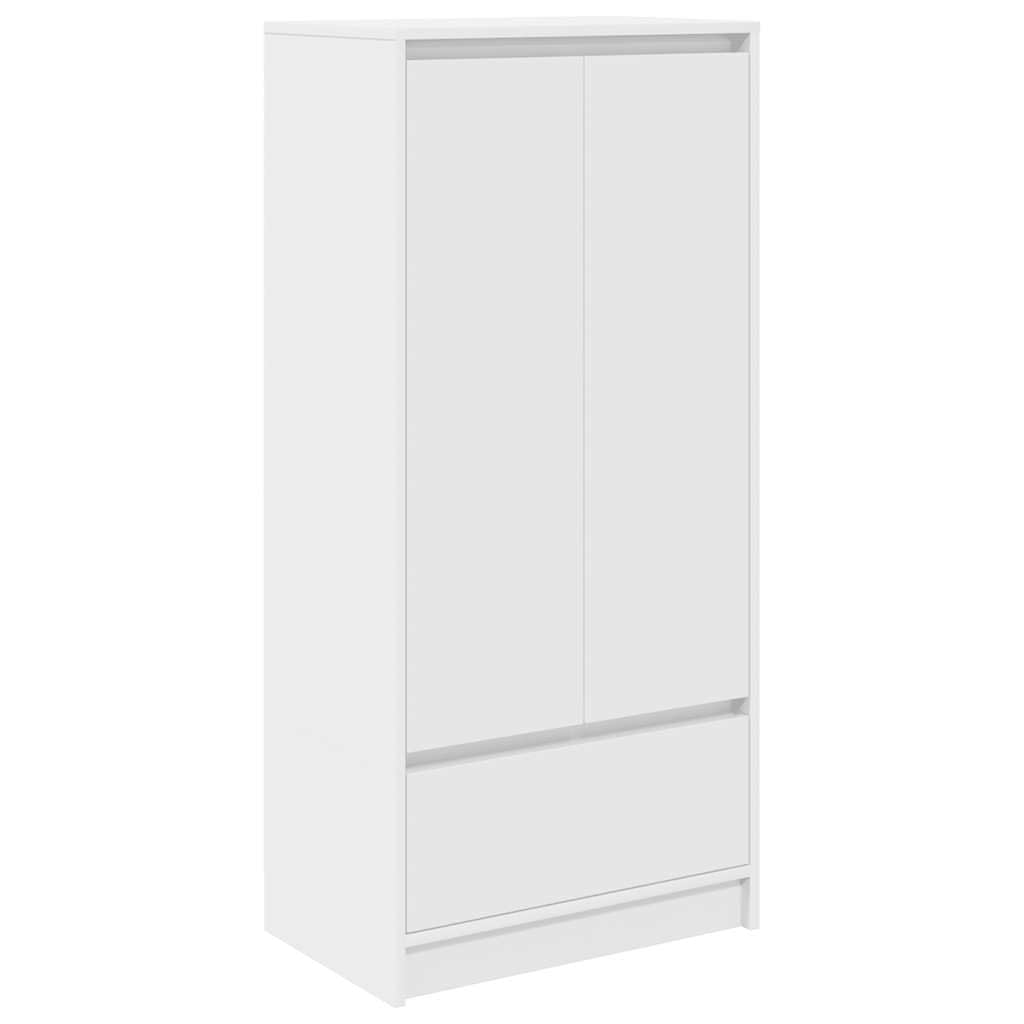 vidaXL Armario con cajón Blanco 55,5x34x119,5 cm Madera de ingeniería, Armario de Almacenamiento, aparador, Armario de Almacenamiento Alto, alacena