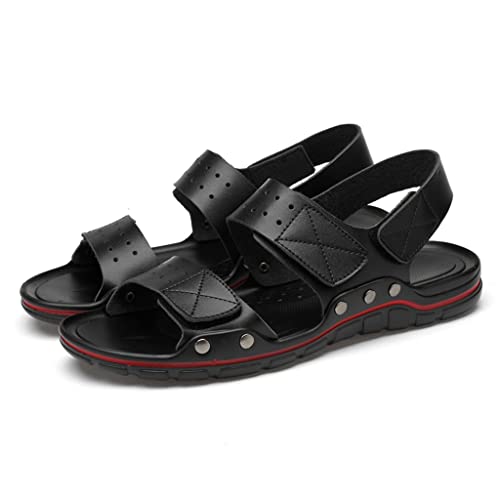 Men Sandals Leather Beach Shoes Men's Black Sandal Shoes Soft Bottom Male Comfortable Outdoor Sneakers