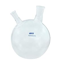 قارورة HFSR ذات قاع مستدير سعة 10 لتر، رقبتان، زجاج بوروسيليكات 34/45، 24/40، 3.3
