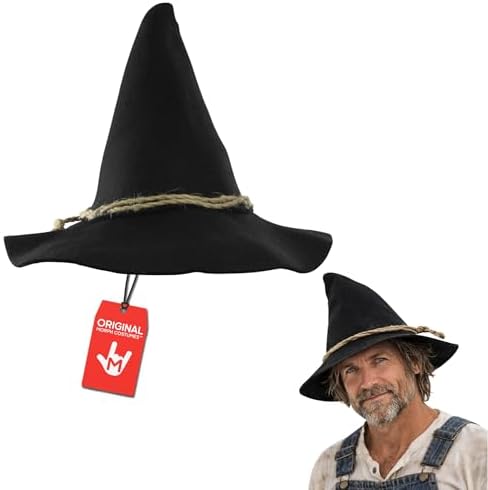 Nicky Bigs Novelties Black Scarecrow Hat, Felt Wizard Halloween Costume
