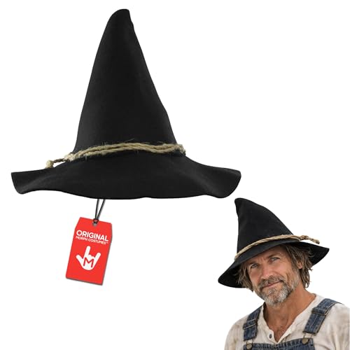 Nicky Bigs Novelties Scarecrow Hat Headband Felt Witch Hats Straw Witch Hat Wizard Hats Scarecrow Costume For Adult Scare Crow Costume Accessories For Women - Black