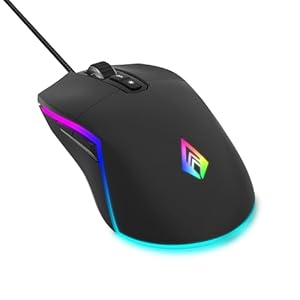 Archer Tech Lab Recurve 500 Wired Gaming Mouse with 8000 DPI and 7 Buttons, 6 Mode RGB, Gaming Sensor, 10mn HUYU Switchs with Ergonomic Design, Compatible with PC/Mac – Black