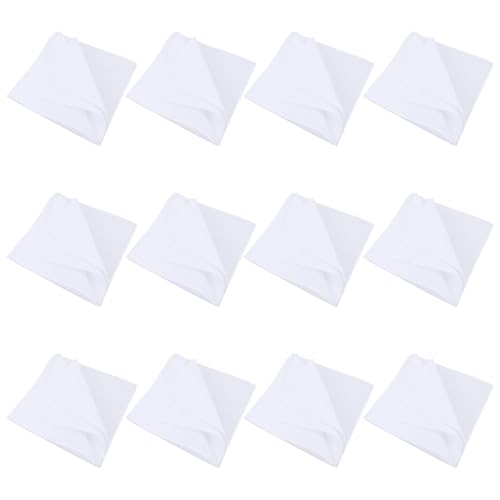 Operitacx 12 Pañuelos Cuadrados de Algodón Blanco Puro para Manualidades, Ligeros y Cómodos, Ideales para Dibujo a Mano y Bricolaje Creativo