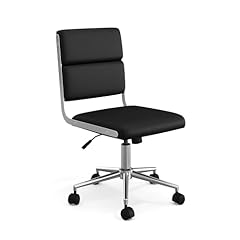 Black Faux Leather/Polished Nickel Frame