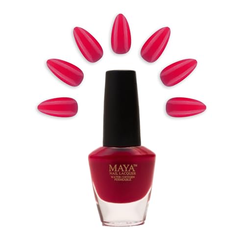 MAYA Red Gel Nail Polish - Quick Dry, Non-Toxic, Breathable & Cruelty-Free Nail Art DIY Manicure at Home, Certified Halal Nail Kit - 0.4 fl oz Soak Off Nail Lacquer, Made in USA - Shirley Temple