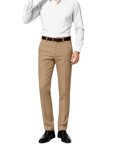 Champagne Mens Classic Slim Fit Dress Pants Formal Tuxedo Party 34W X 32L