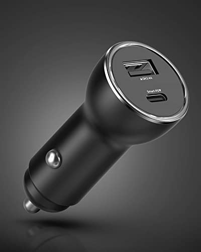 Galvanox iPhone Car Charger (30W) Multi Port Fast Charging Car Adapter with MFi Apple Certified USB-C to Lightning Cable for iPhone 11/12/13/14 Pro Max
