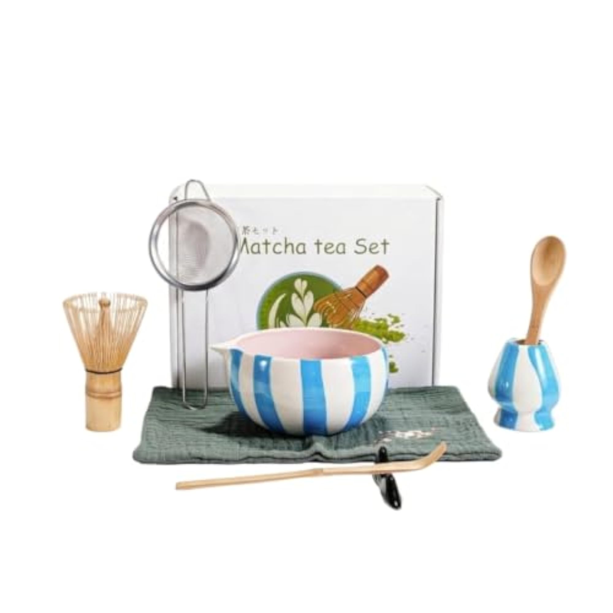 Ceramic Matcha Whisk Set with Bowl, 8 Pieces for Beginners