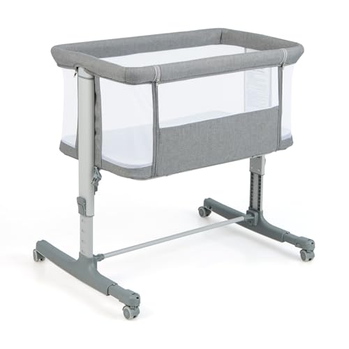 COSTWAY 3 in 1 Culla Neonato Fianco Letto, Lettino Neonato Dondolo con Materasso, Culla Co-Sleeping Fino a 9 kg, Altezza...