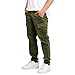 THWEI Cargo Pants for Men Casual Drawstring Joggers Cotton Work Sweatpants Multi Pockets Army Green S