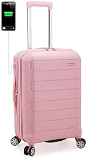 Traveler's Choice Pagosa Indestructible Hardshell Expandable Spinner Luggage, Pink, Carry-on 22-Inch
