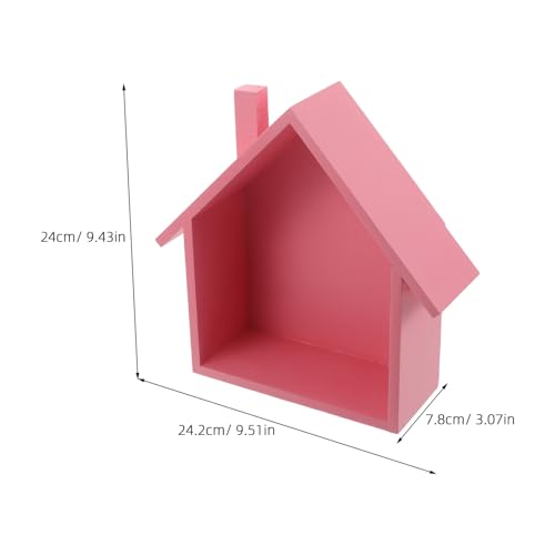Étagères Murales Bois Massif Rose et Blanche, Rangement Maison et Support Mural - 4