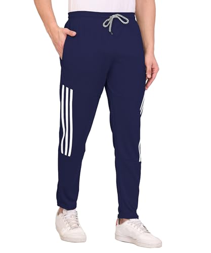 Image of SWADESI STUFF Athletic Track Pants for Men with Zipper Pockets | Stylish Regular Fit Stretchable Joggers