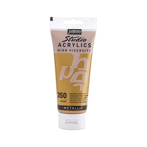 Pebeo 832-350 100 ml Studio Acrylic Paint, Iridescent Rich Gold Cover